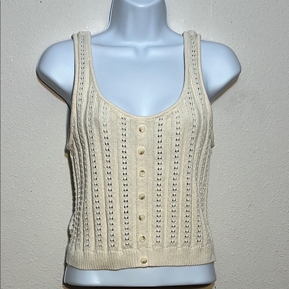 Reformation Cream Ribbed Sleeveless Tank Top - Picture 1 of 11